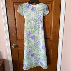 Vintage Hartstrings Floral Chiffon Dress